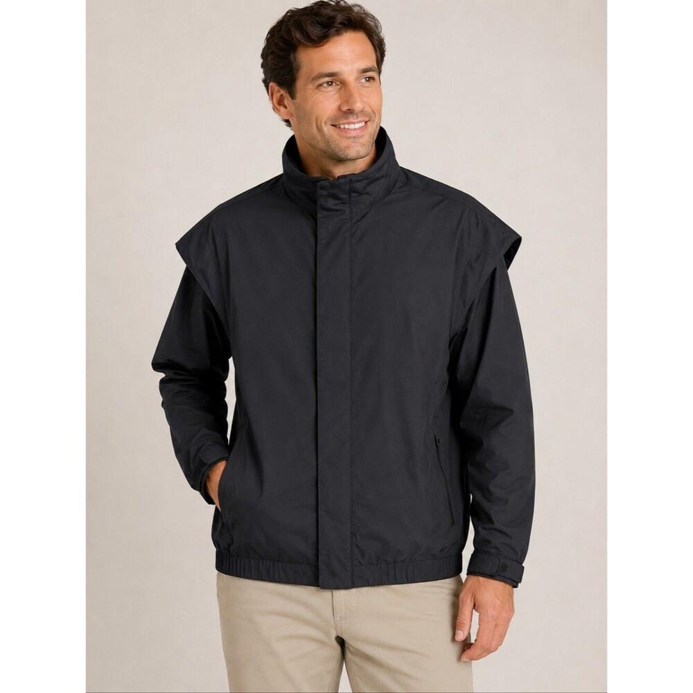 DryJoys FootJoy Golf Rain Jacket Black Full Zip Waterproof Windbreaker L Ful Zip